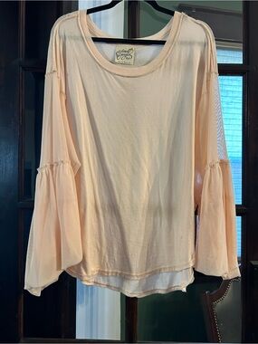 Free People Pink Bell Sleeve Lightweight Top